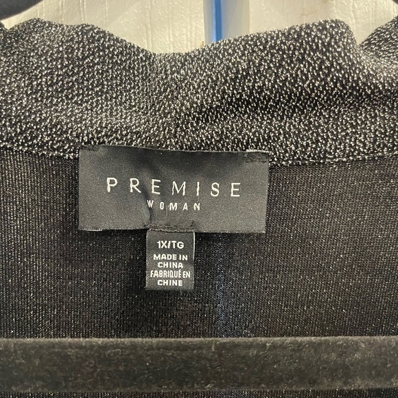 PREMISE Woman Perfect Fit Blac Silver Sparkle Long Sleeve Top Cowl Neck 1X Plus - Picture 3 of 5